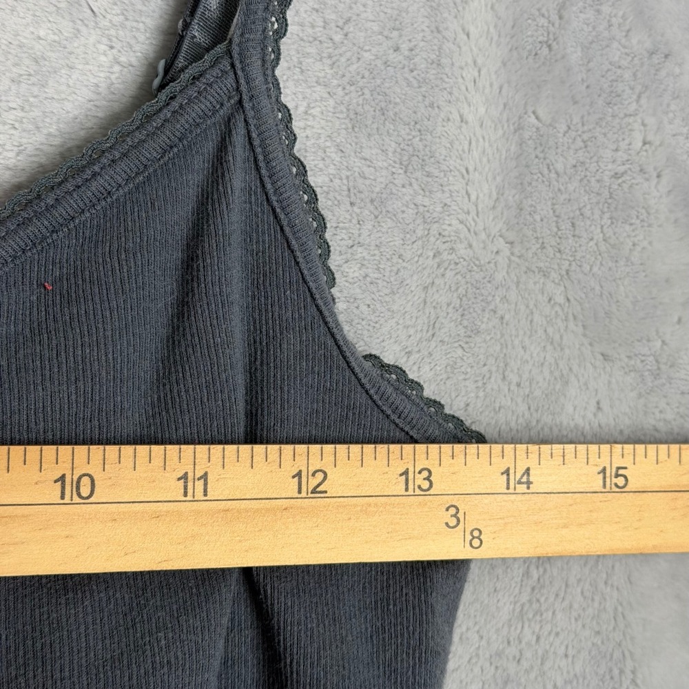 Y2K Tank Top Cami Womens L Grey Peacock Feather Kirro Vintage Built In Bra - Picture 7 of 9